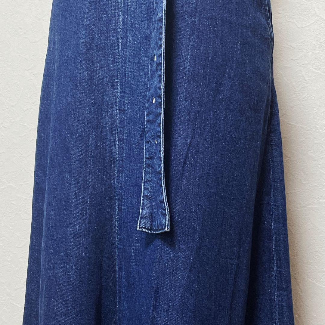 美品】Mila Owen デニムアシンメトリーロングスカート 0 ベルト
