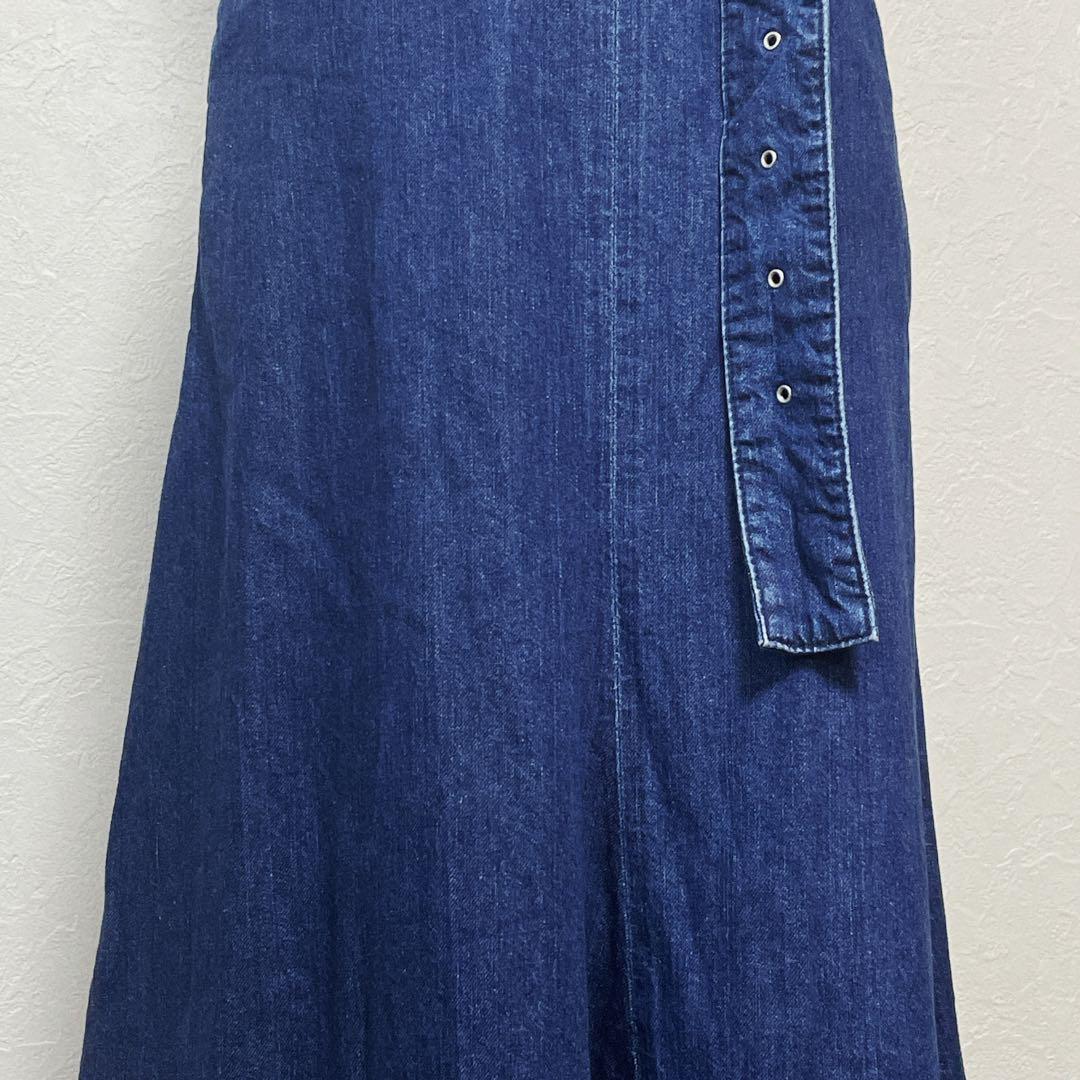 【美品】Mila Owen デニムアシンメトリーロングスカート 0 ベルト付 美品】Mila Owen デニムアシンメトリーロングスカート 0 ベルト