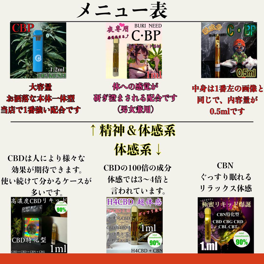 【夜専用】C.BPリキッド1ml 男女兼用　H4CBD CBN CBG CBD