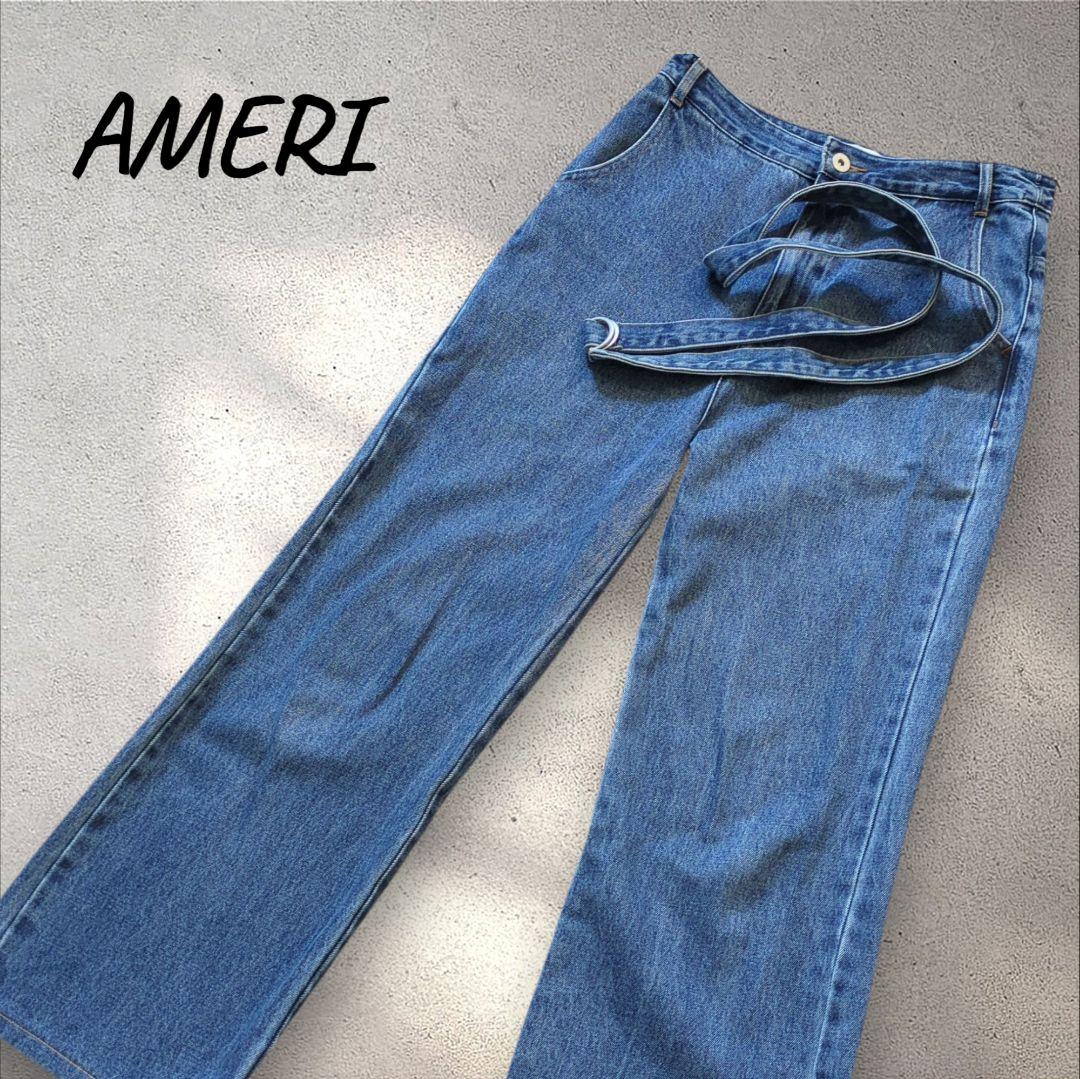 AMERI ブルーワイドレッグデニム
