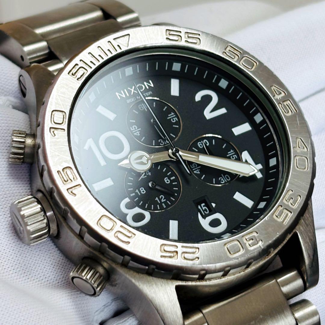 【動作良好】ニクソン 42-20 クロノ シルバー 腕時計 y2k