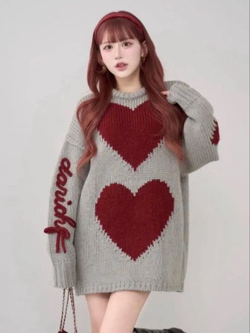 Darich ハートロゴローゲージニットチュニックFREE SIZE・Darich