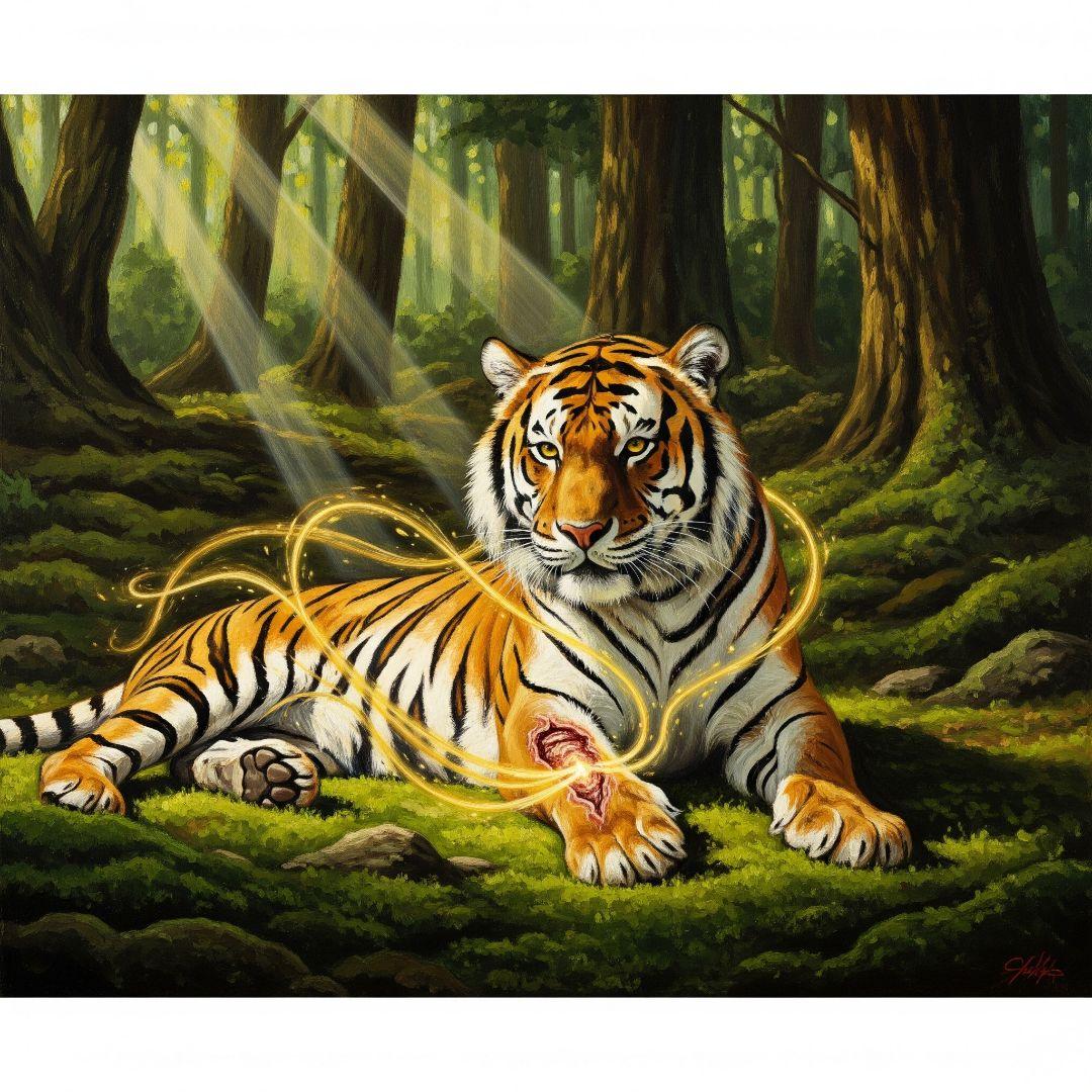 虎の絵画・厄除け・守護・風水インテリア・フォトフレーム付き