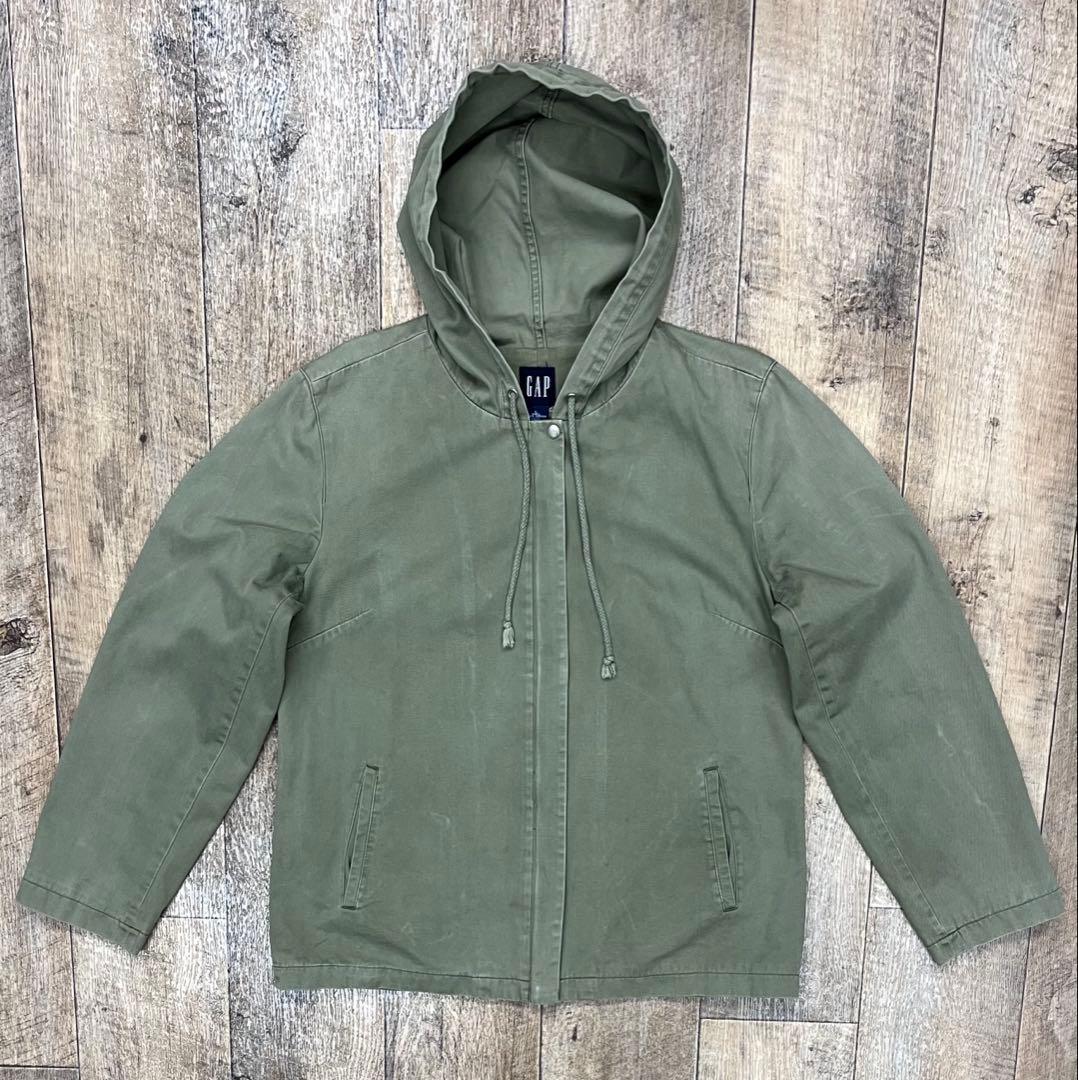 00 S GAP 旧タグ コットン フルジップ ショートパーカー カーキL・Gap