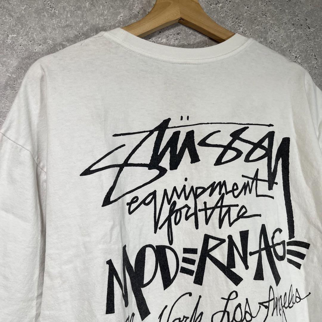▼STUSSY ホンデュラス製　Tシャツ　白　バックプリント【XL】ヴィンテージ