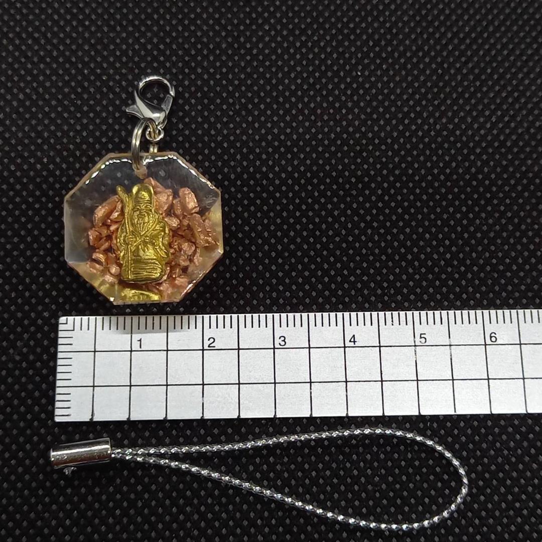 金運風水八角形オルゴナイトストラップ布袋尊様×宝くじ運60倍ストラップ　同梱値引 金運風水八角形オルゴナイトストラップ福禄寿様 レジンアート