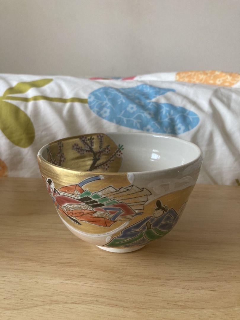 清水焼　抹茶茶碗　貝合せ雛　　　オマケの雛人形