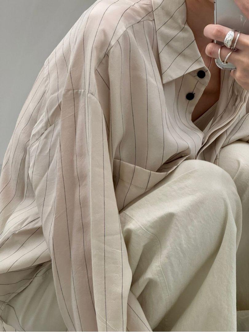 TODAYFUL Stripe Silky Shirts アイボリー