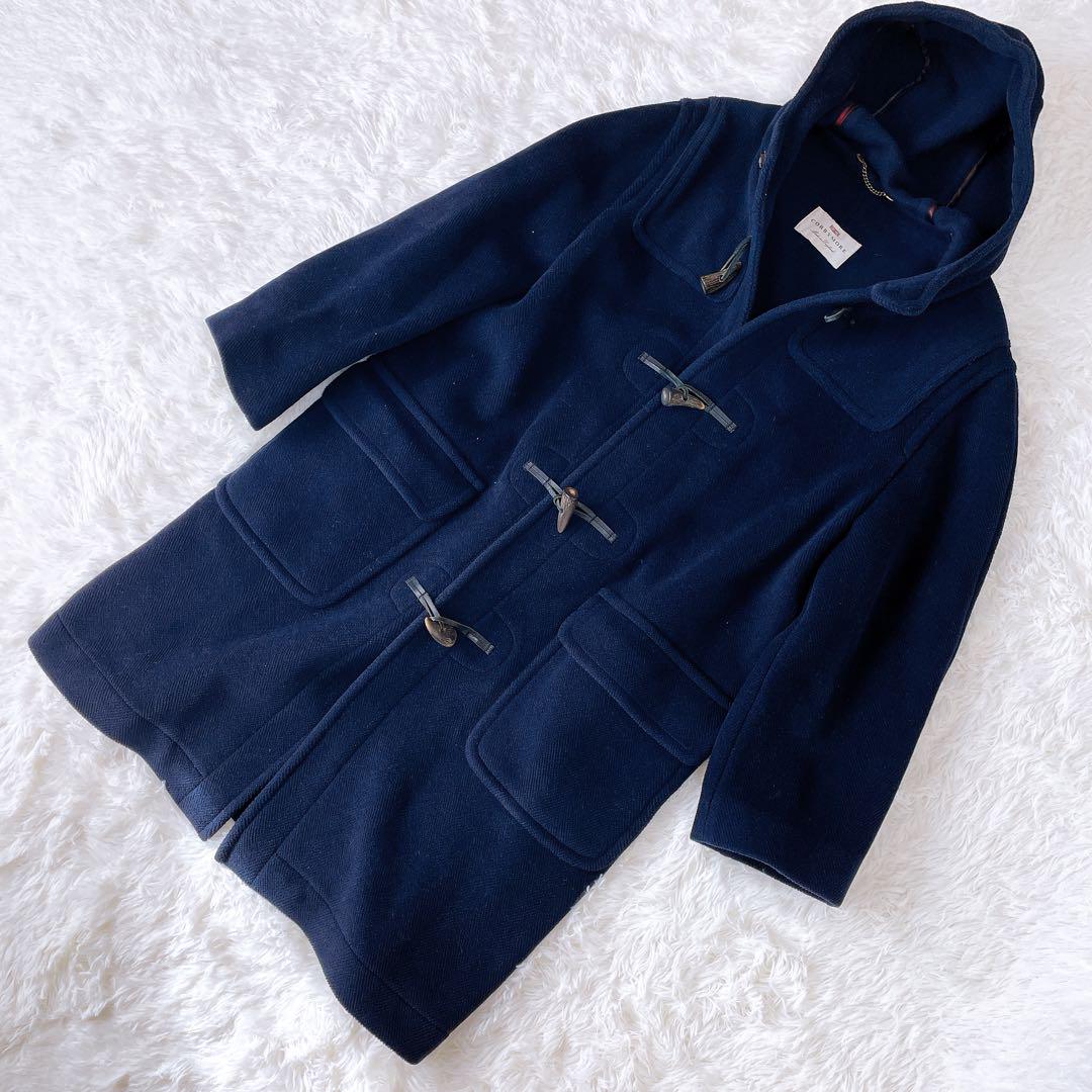 ダッフルコート moorbrook ヘリンボーン イギリス製 大きいサイズ　紺色 ダッフルコート moorbrook ヘリンボーン イギリス製 大きい