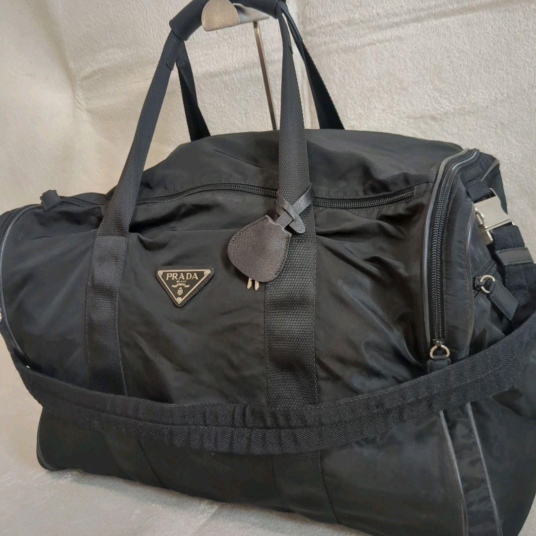 PRADA ボストンバッグ ブラック 三角ロゴ レザー ナイロン 南京錠 人気✨希少✨プラダ トート ボストンバッグ 三角ロゴ 肩掛け
