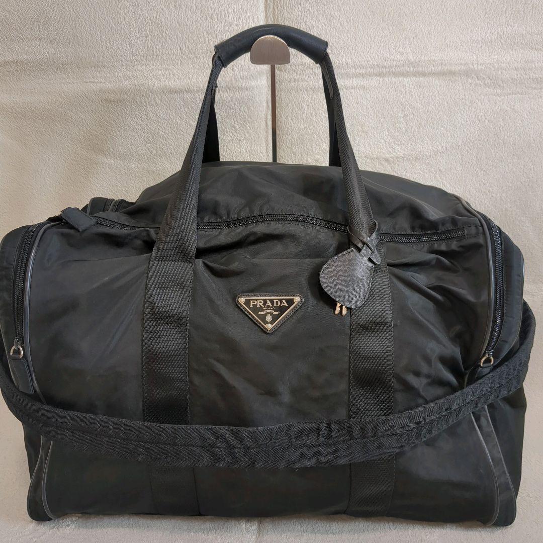 PRADA ボストンバッグ 2way ブラック 三角ロゴ レザー ナイロン