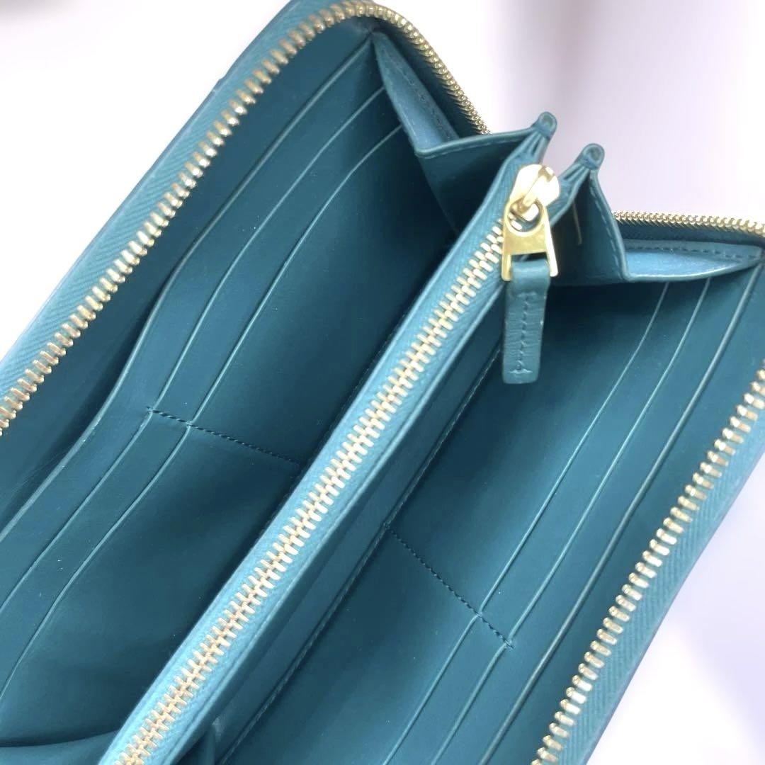 ボッテガヴェネタ　長財布　　ターコイズ ボッテガヴェネタ 長財布 RFID イントレチャート ターコイズ