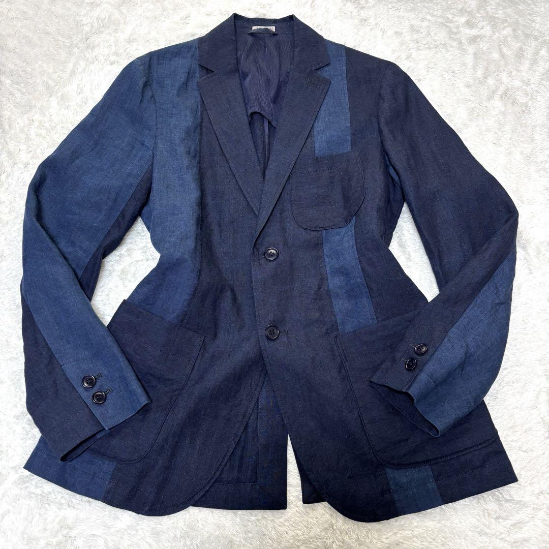【在庫あり】 極美品⭐︎BLUE BLUE テーラードジャケット ネイビー 青 切替 ジャケット・アウター