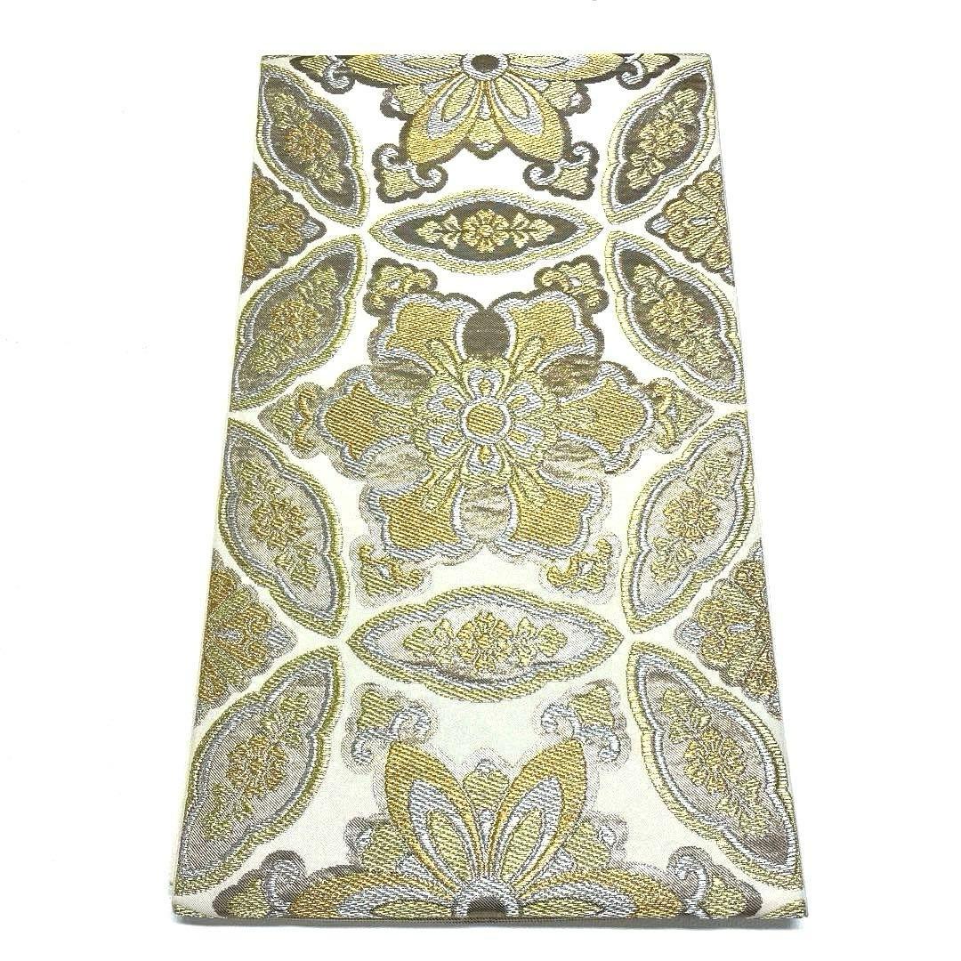 帯3829 ●川島織物謹製 正絹 六通 袋帯 花文 華文