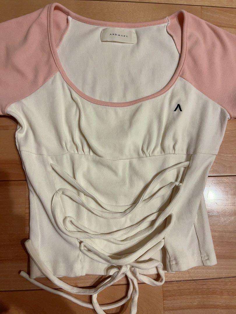 ANDMARY アンドマリー Stacy laceup tops ピンク