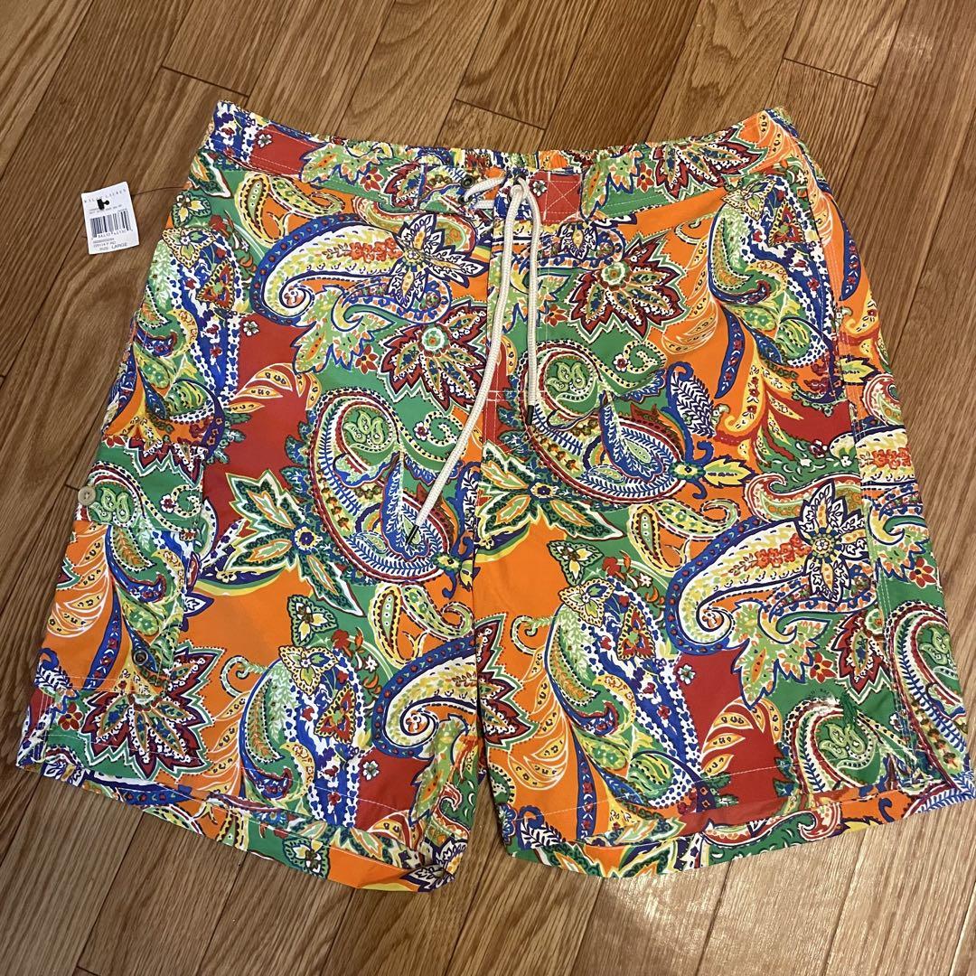 90s PolobyRalphLauren ペイズリー柄 スイムショーツ L