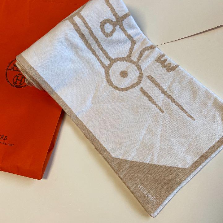 HERMÈS ベージュ 未使用品 kpRJI-m32156997333 ベビーブランケット プレードアダダ 即納格安