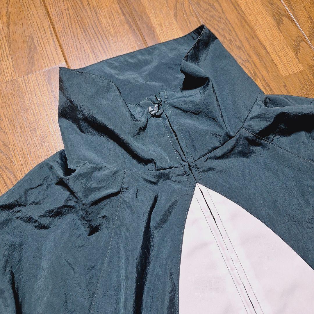 adidas ナイロンジャケット Lサイズ ダークグリーン 美品☆adidas/アディダス☆ジャージ☆トラックジャケット
