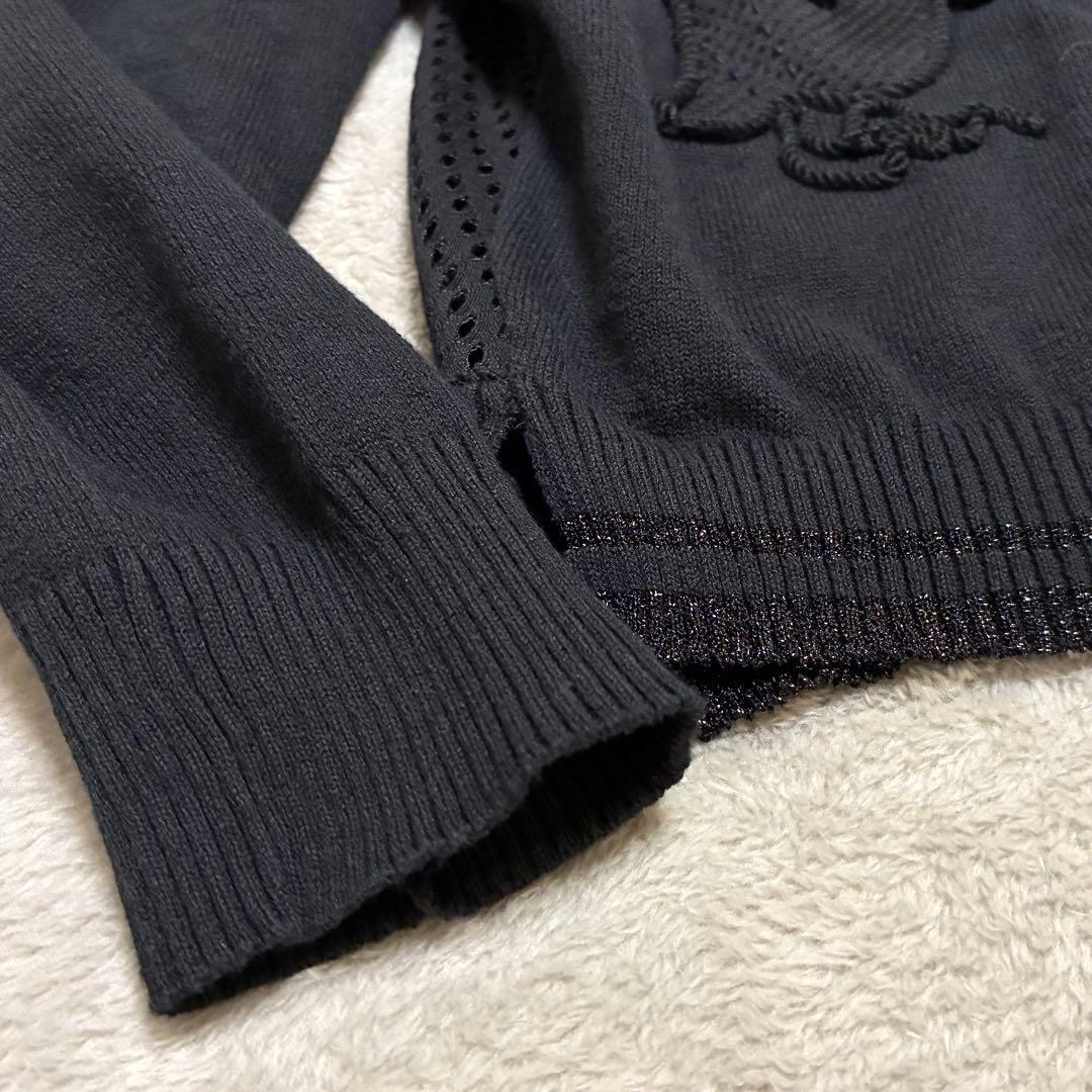希少✨ミュベール ペンギンカーディガン ニット メッシュ 綿 ブラック 黒 38