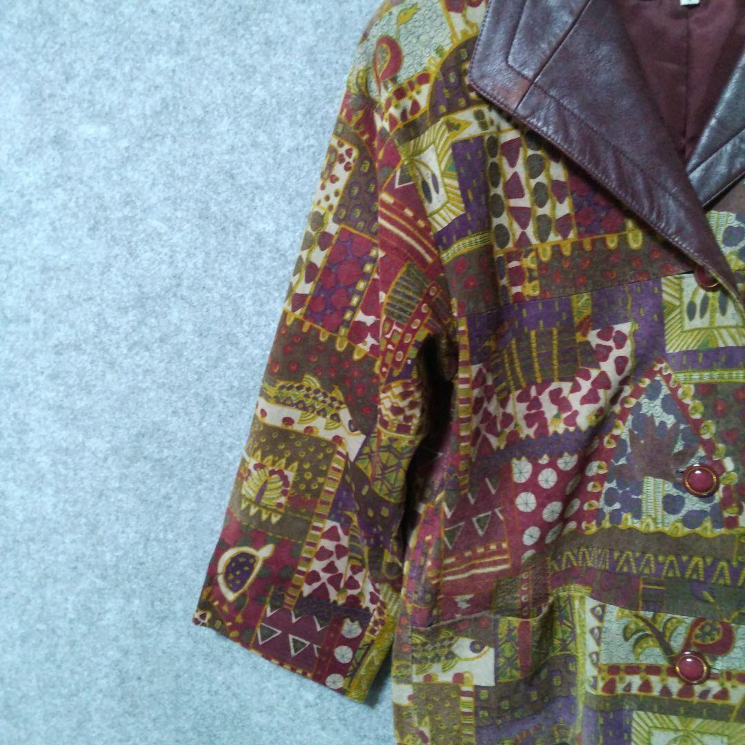 安価 JHAJHA 90s マルチ パターン テーラードレザージャケットM VINTAGE 一度のみ使用