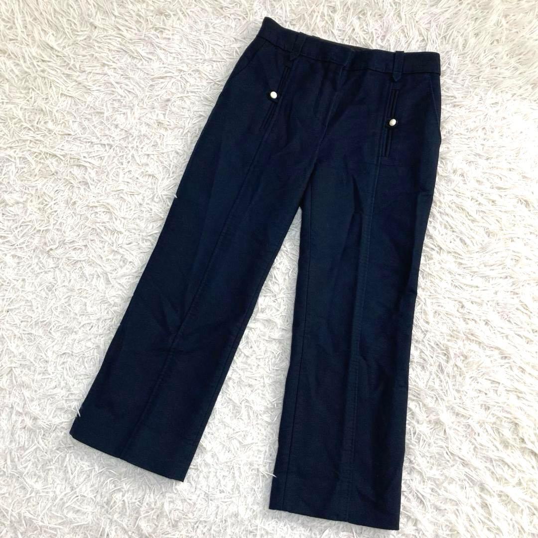 ルイヴィトン LV 金ボタン コットンパンツ ネイビー 36S LOUIS VUITTON