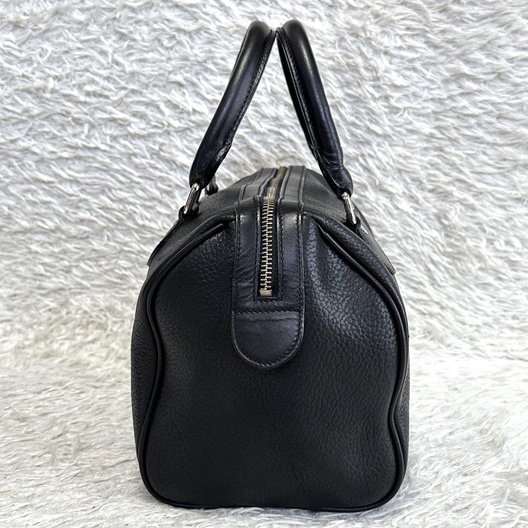 ラルフローレン ミニボストンバッグ レザー シボ革 ロゴプレート ブラック ラルフローレン ミニボストンバッグ レザー シボ革 ロゴプレート