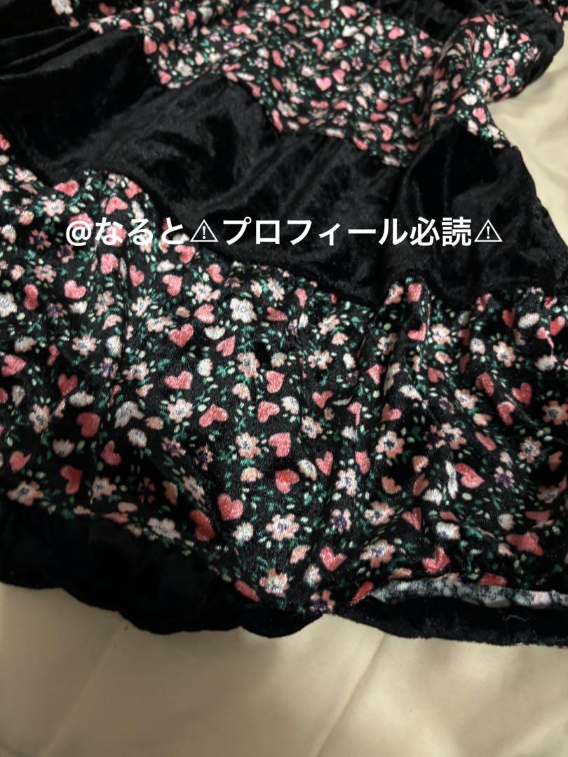 平成女児 姫ギャル ベロア　花柄　ハート　キャミワンピ　デカリボン　フリル 平成女児 姫ギャル ベロア 花柄 ハート キャミワンピ デカリボン
