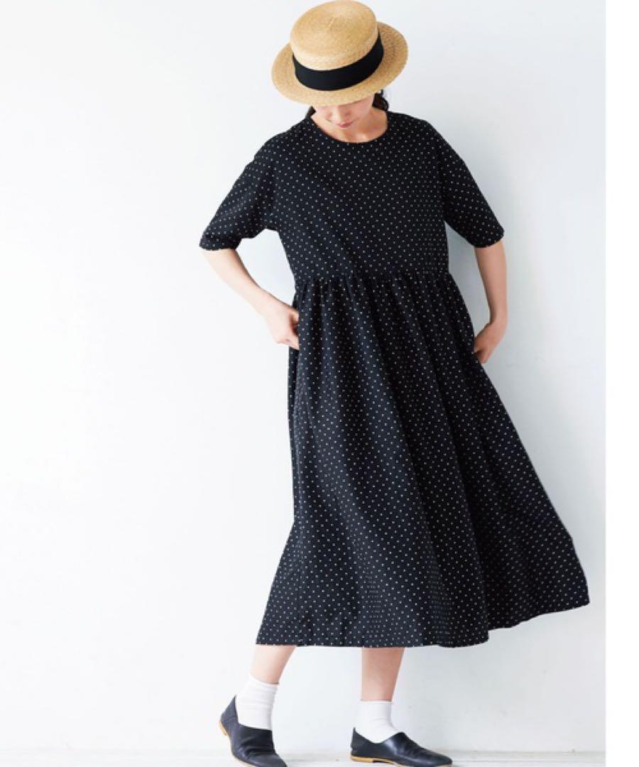 美品　サニークラウズ　ロングワンピース　半袖　ドット柄　大きいサイズ