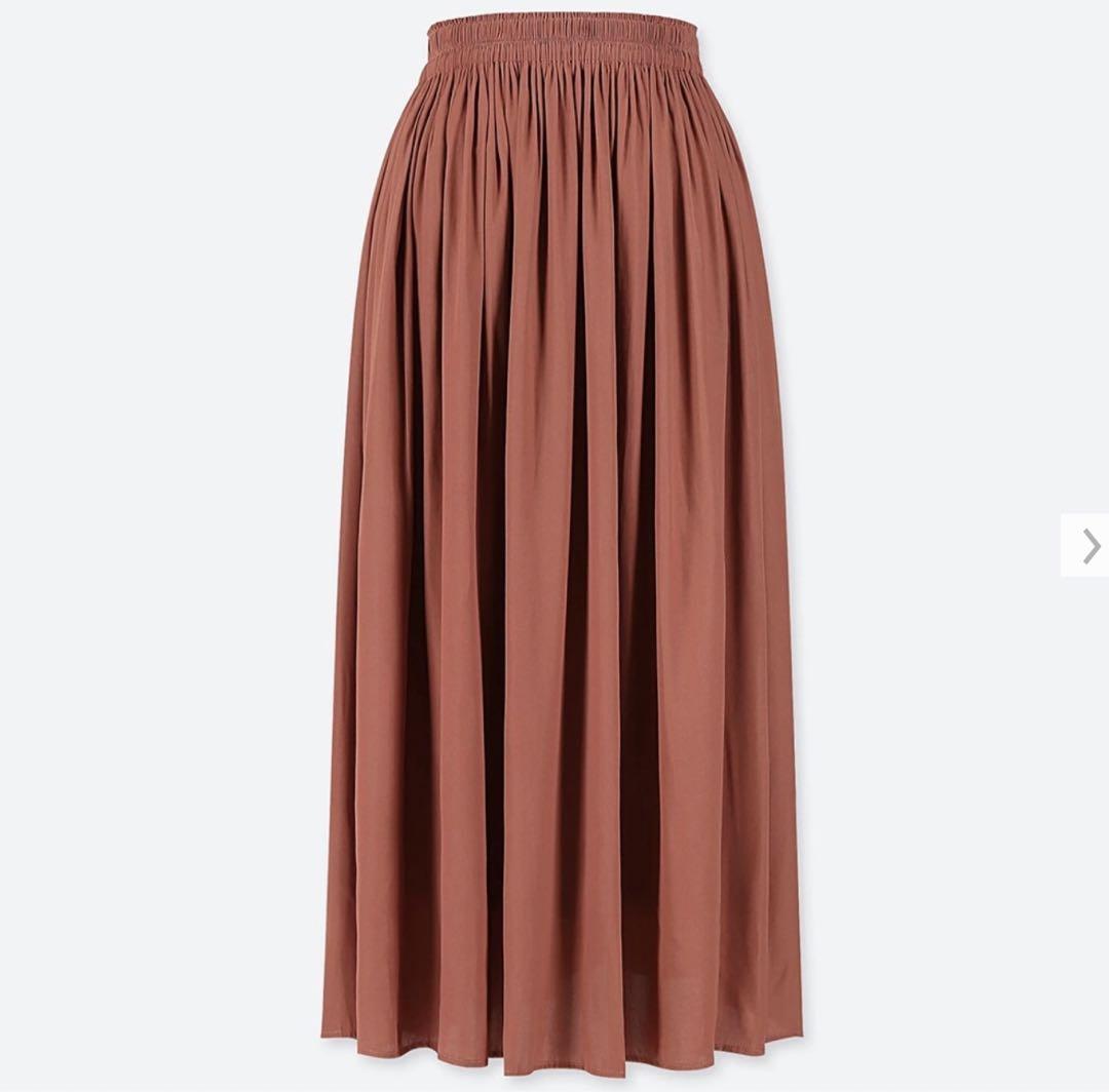 BEIGE ブラウン ギャザーロングスカート 新品】UNIQLO ギャザーロングスカート ブラウン GU - メルカリ