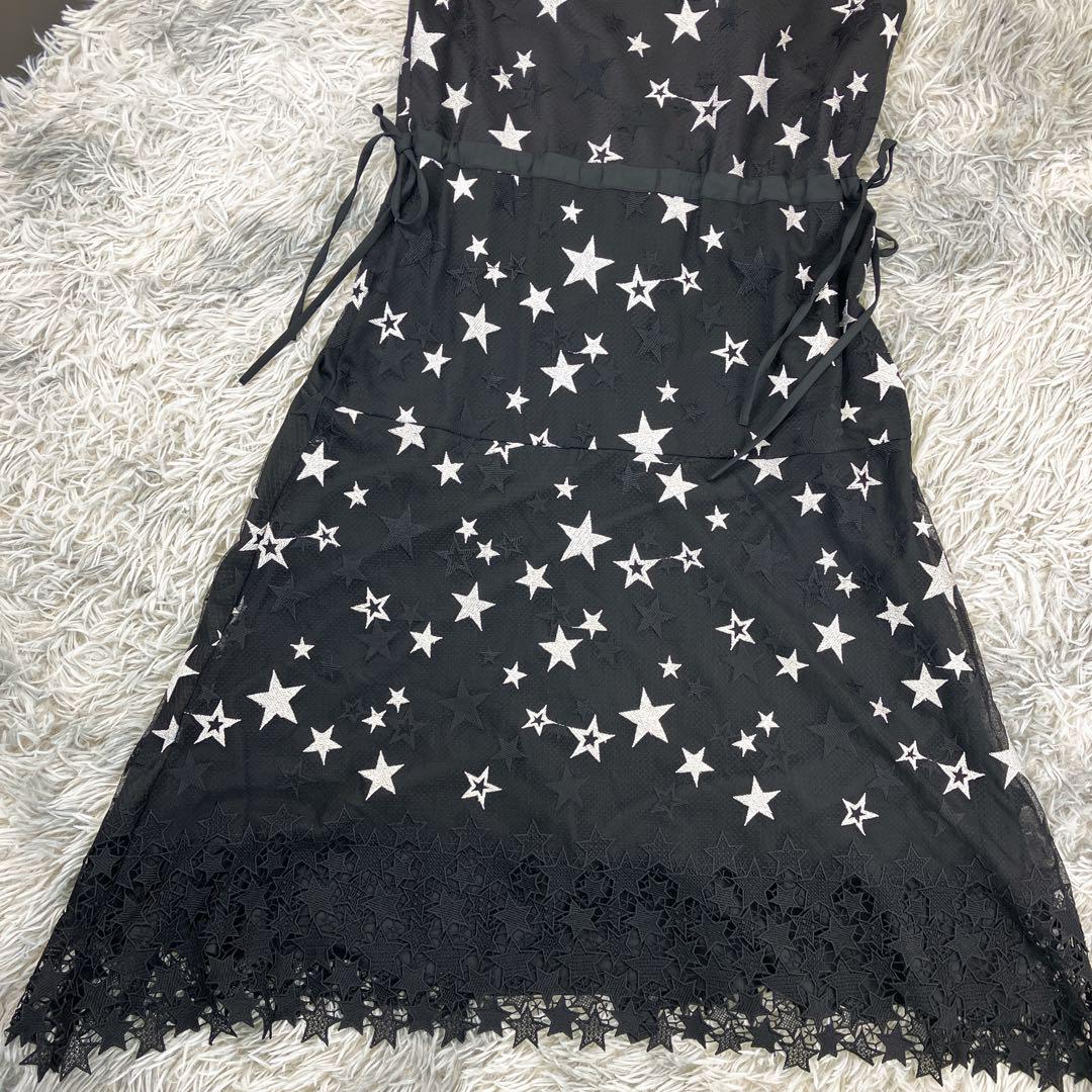 グレースコンチネンタル　ダイアグラム　星柄レース　ノースリーブワンピース　38 グレースコンチネンタル ダイアグラム 星柄レース ノースリーブ