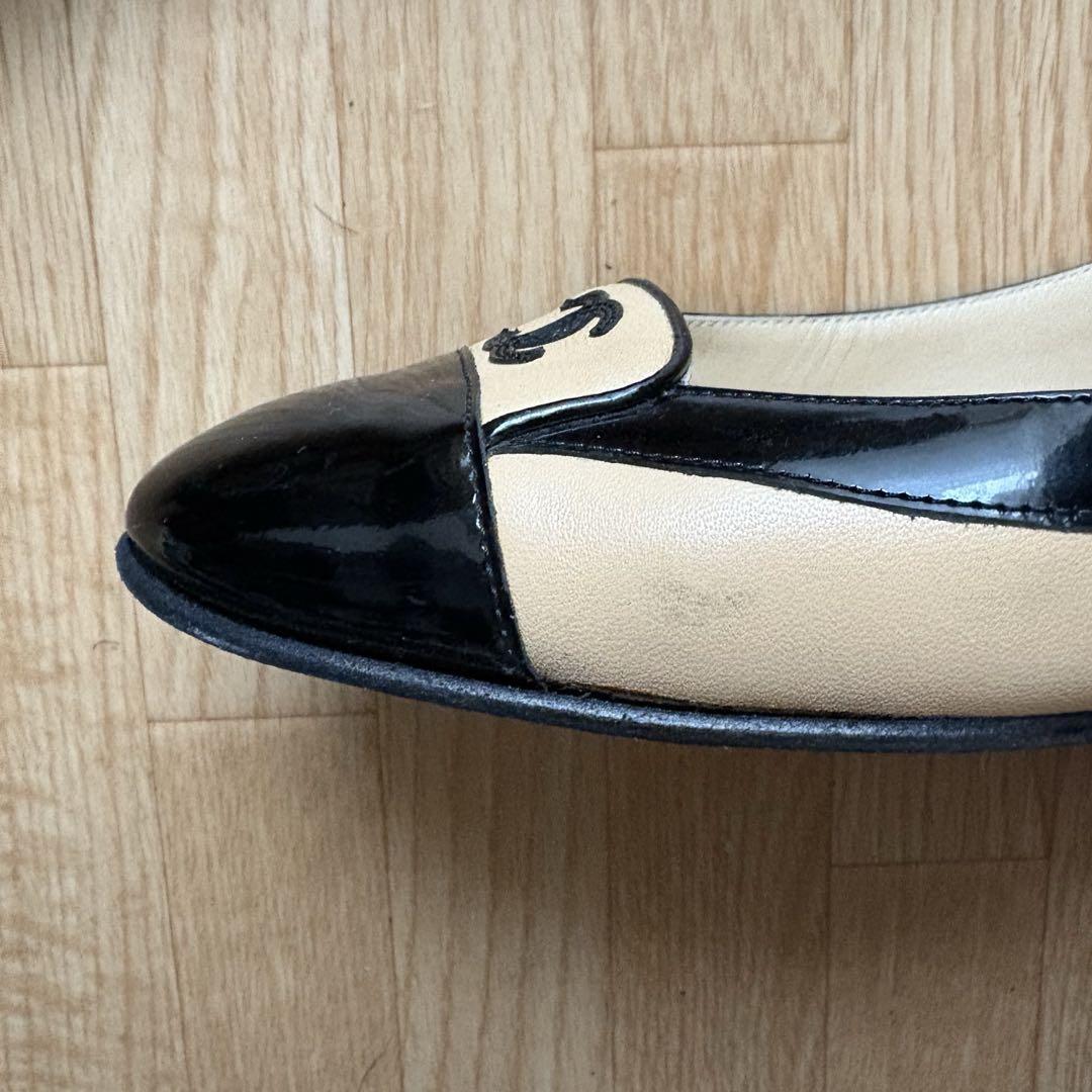 激レア【CHANEL シャネル】フラットシューズ 36.5 バイカラー