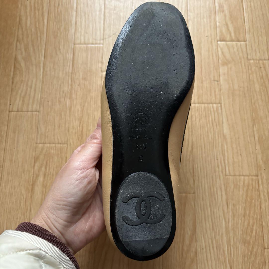 激レア【CHANEL シャネル】フラットシューズ 36.5 バイカラー