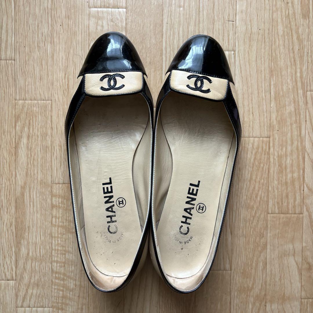激レア【CHANEL シャネル】フラットシューズ 36.5 バイカラー CHANEL シャネル バレエシューズ フラット バイカラー 36 23cm