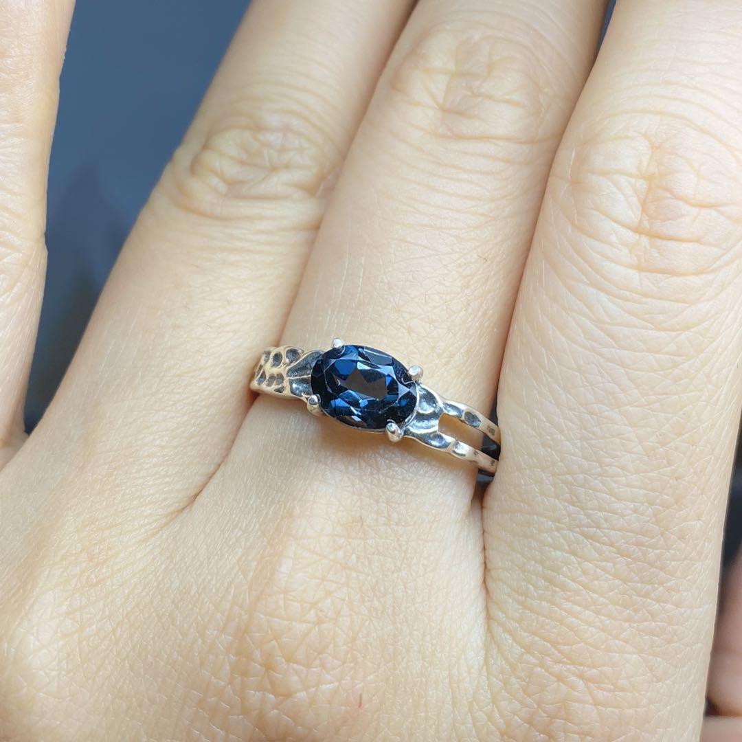 天然石リング ブルートパーズ ロンドンブルー 高透明 8*6mm