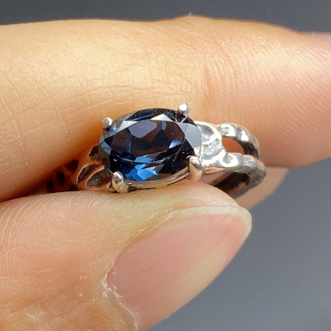 天然石リング ブルートパーズ ロンドンブルー 8*6mm SV925刻印