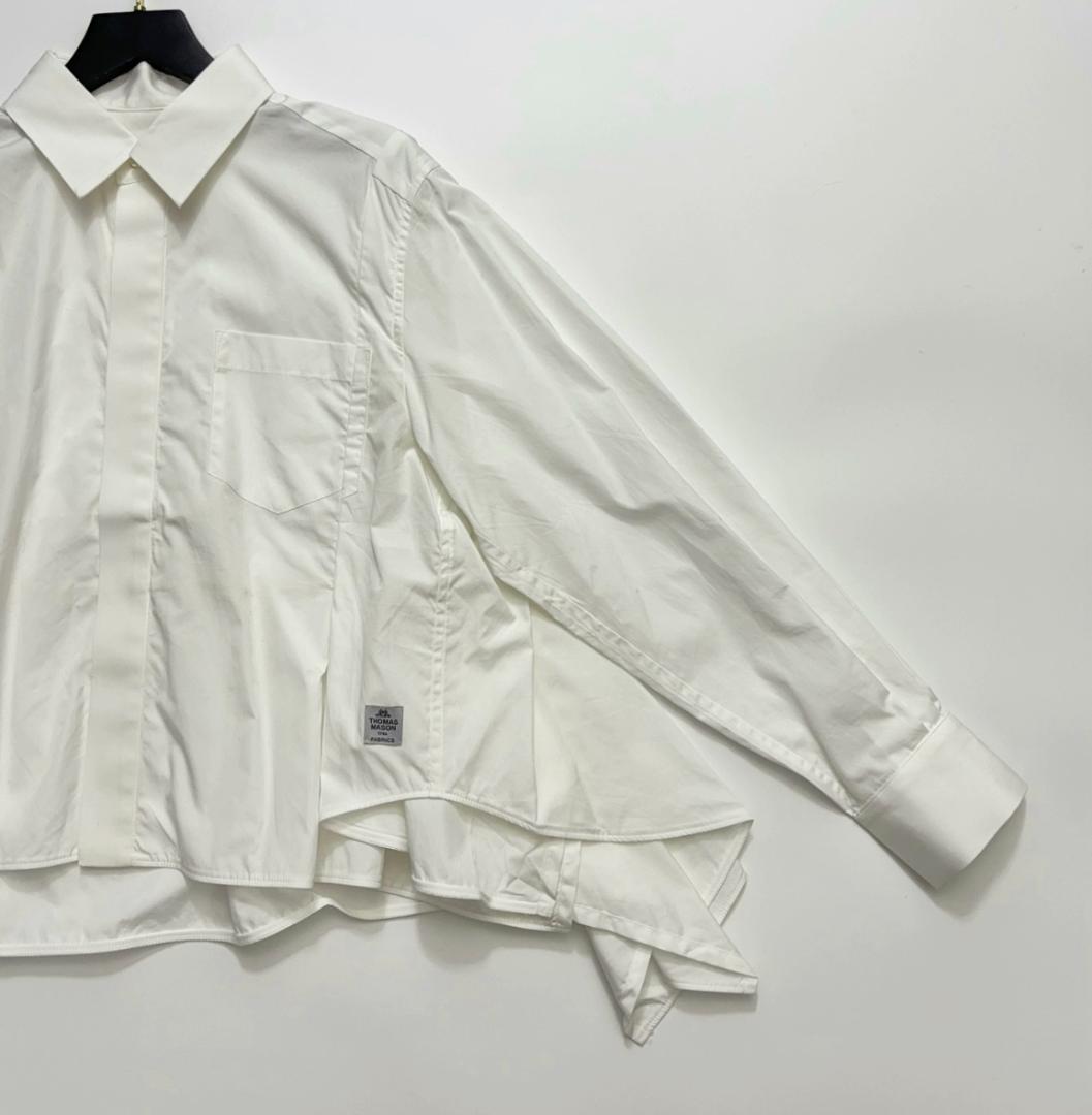 sacai パッチワーク デザイン ショート丈 長袖シャツ