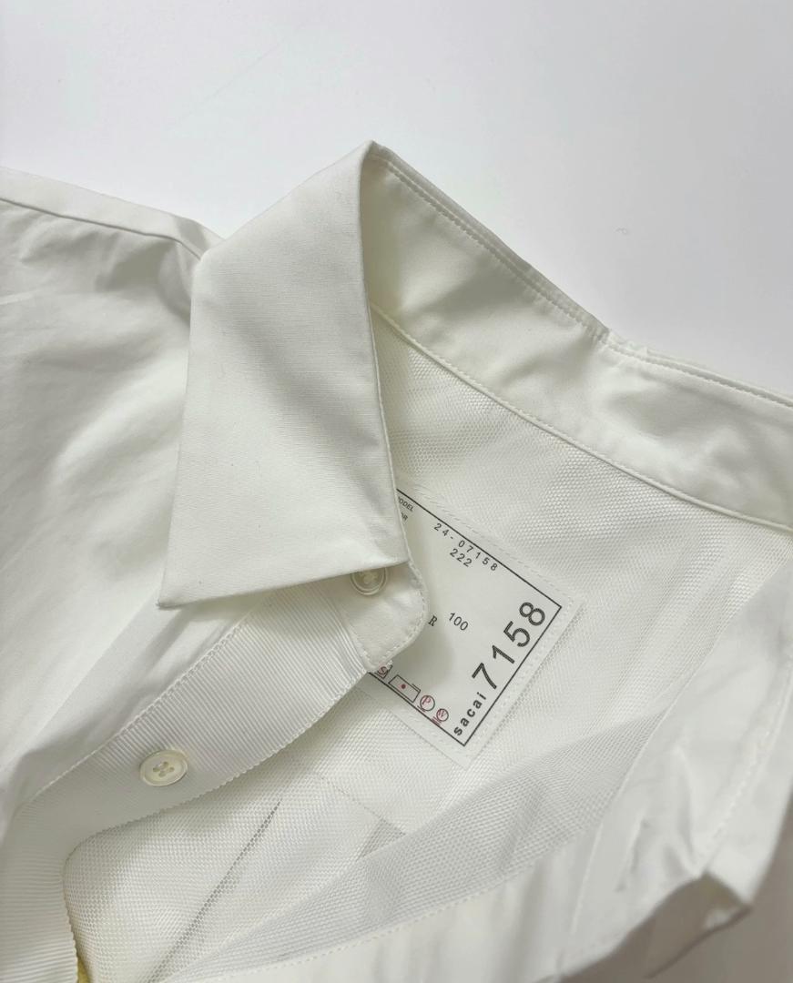 sacai パッチワーク デザイン ショート丈 長袖シャツ