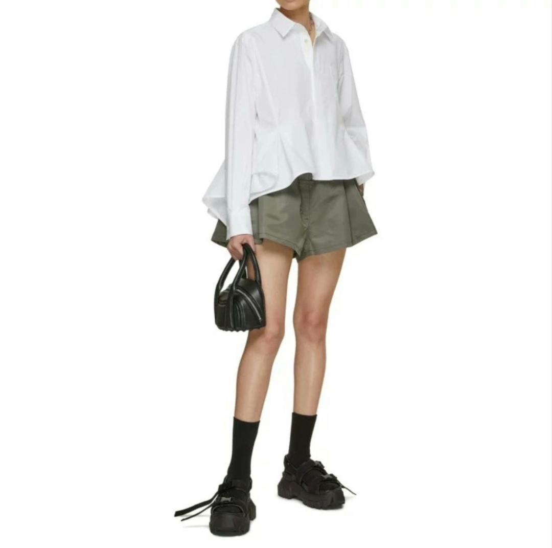 sacai パッチワーク デザイン ショート丈 長袖シャツ