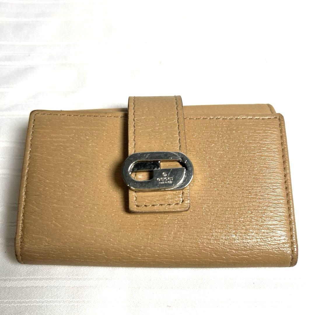 GUCCI キーケース 】6連 グッチ レザー Gロゴ 三つ折り キャメル