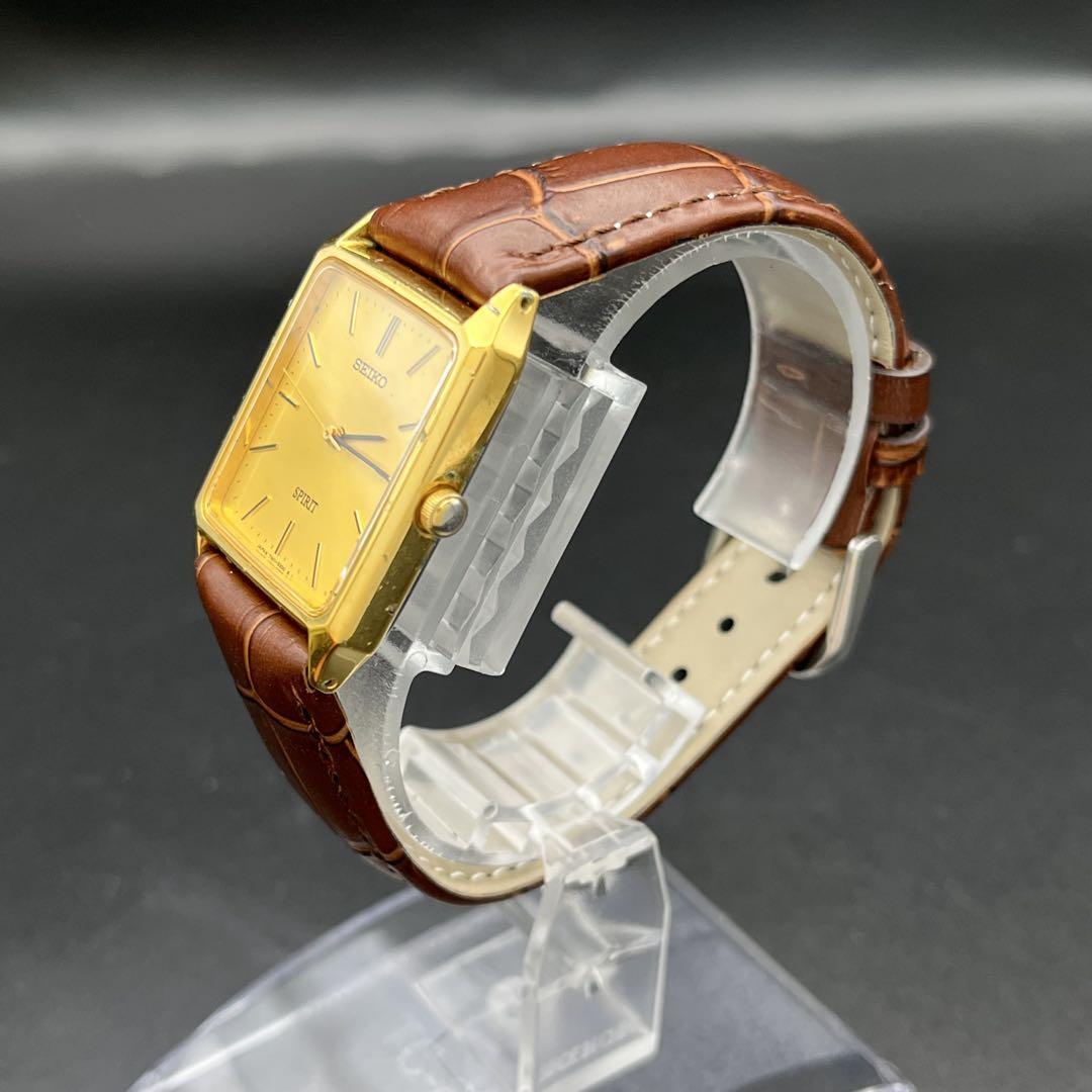 稼動 腕時計 SEIKO SPIRIT セイコー スクエア 新品ベルト H43