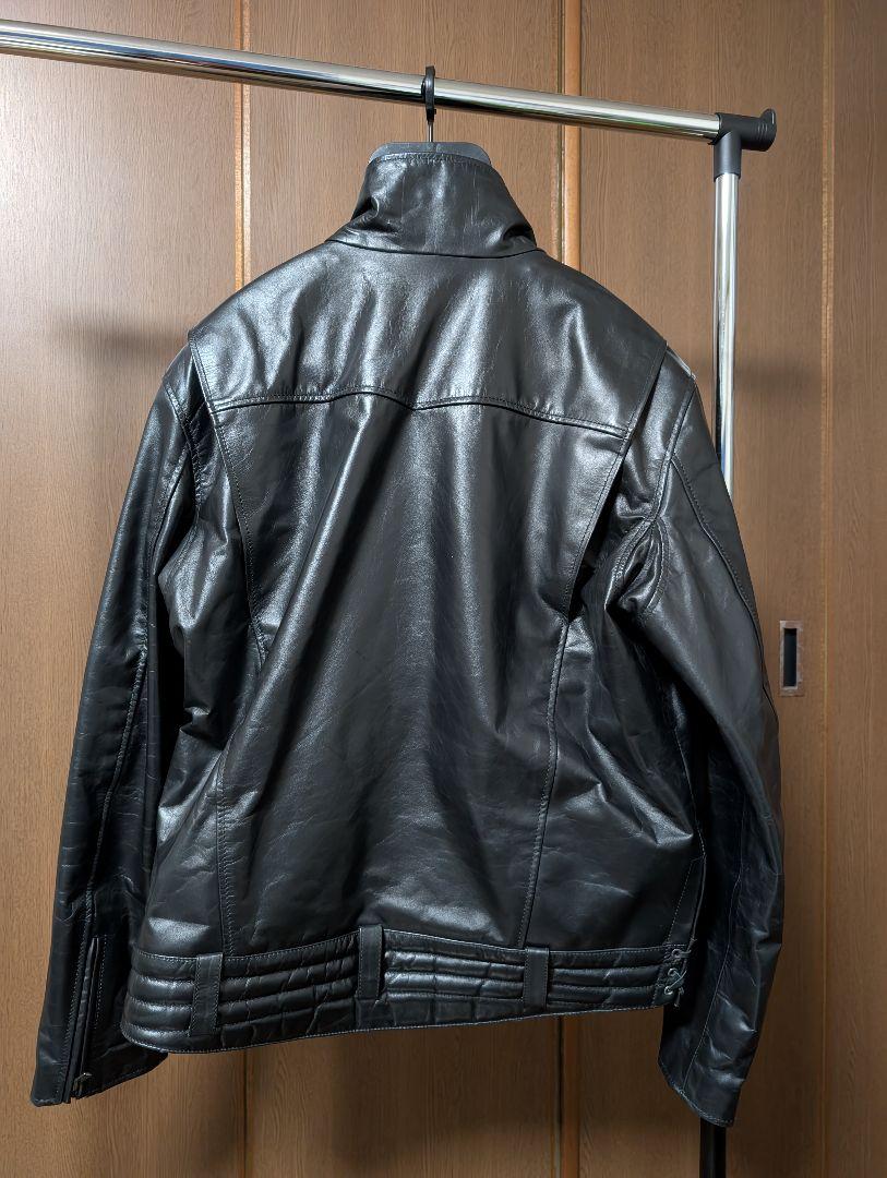 3L ボアハイネックシングルライダースジャケット　Liugoo Leathers