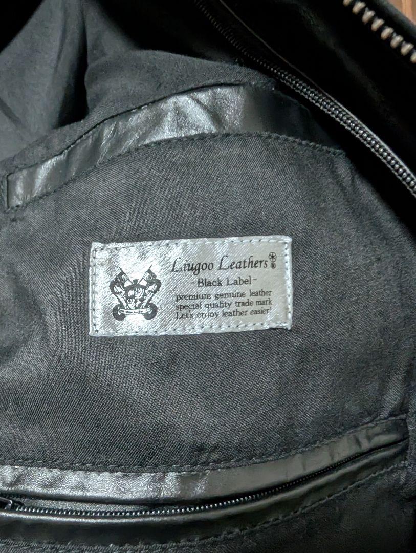 3L ボアハイネックシングルライダースジャケット　Liugoo Leathers