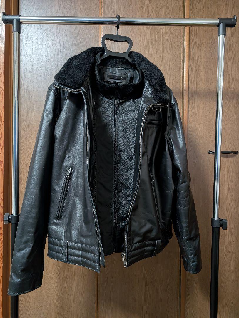 3L ボアハイネックシングルライダースジャケット　Liugoo Leathers