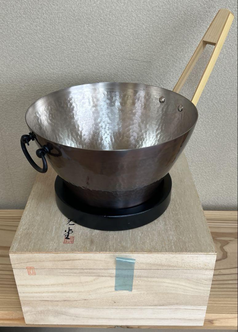 新光堂 新槌起銅器 氷入れ アイスペール 純銅　酒器 トング　桐箱付き