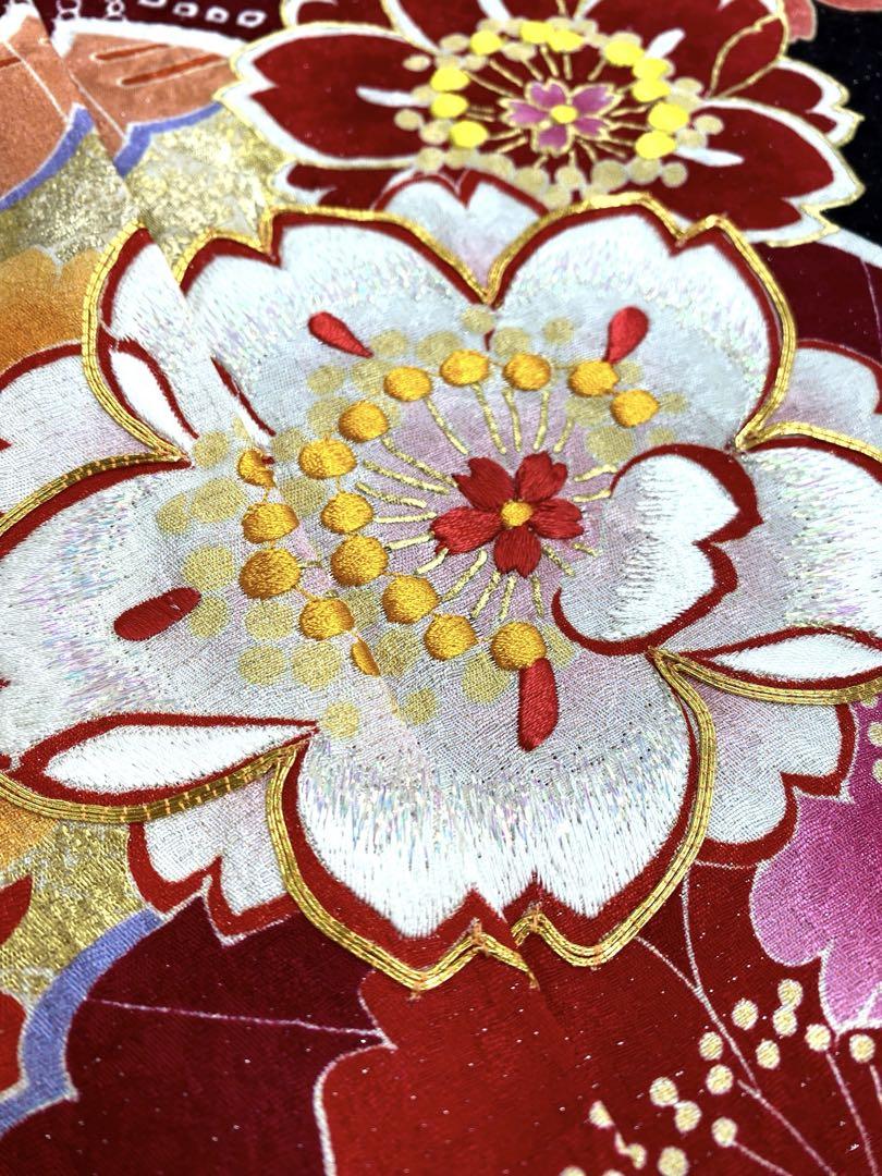 ブランド振袖 仮絵羽 京友禅 刺繍 金駒 金彩 銀通し 正絹 未仕立て品 八掛付 ブランド振袖 仮絵羽 京友禅 刺繍 金駒 金彩 銀通し 正絹 未