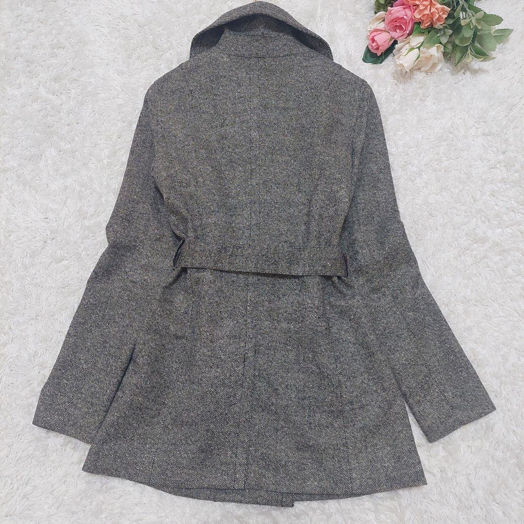 美品　UNTITLED　ウール　シルク　ツイード　トレンチコート　ベルト付き 美品 UNTITLED ウール シルク ツイード トレンチコート ベルト