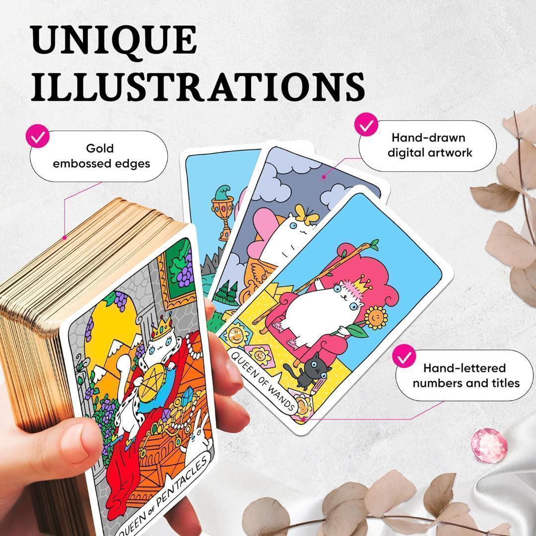 海外人気タロット✨金縁仕様✨可愛い猫たちが楽しく描かれたキャットタロットカード