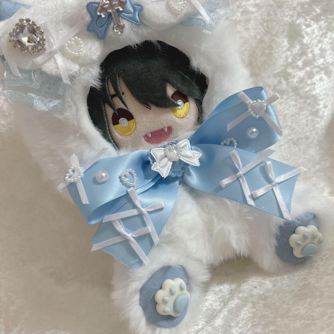 【ジュンブラ♡水色ねこ】 おすわりぬい服 16cm【バッグチャーム付き】 ジュンブラ♡水色ねこ】 おすわりぬい服 16cm【バッグチャーム
