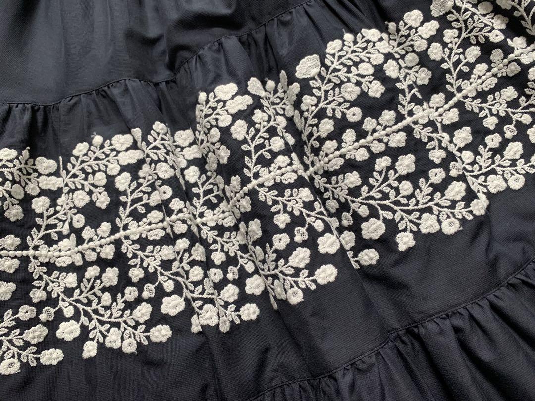 ミナペルホネン floraleaf ティアードスカート 38 ネイビー新品