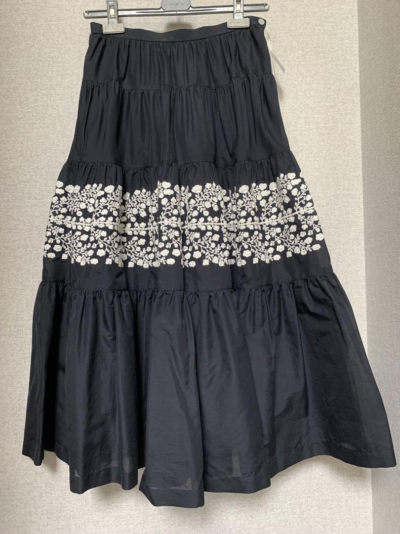 大人女性の ミナペルホネン ネイビー新品 38 ティアードスカート floraleaf スカート